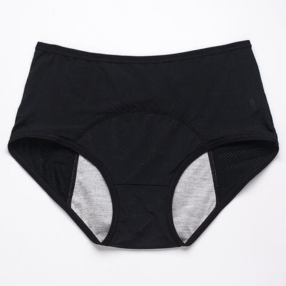 Schwarzer Slip mit hohem Bund und grauem Saugeinsatz im Schritt, flach von vorne fotografiert. 20