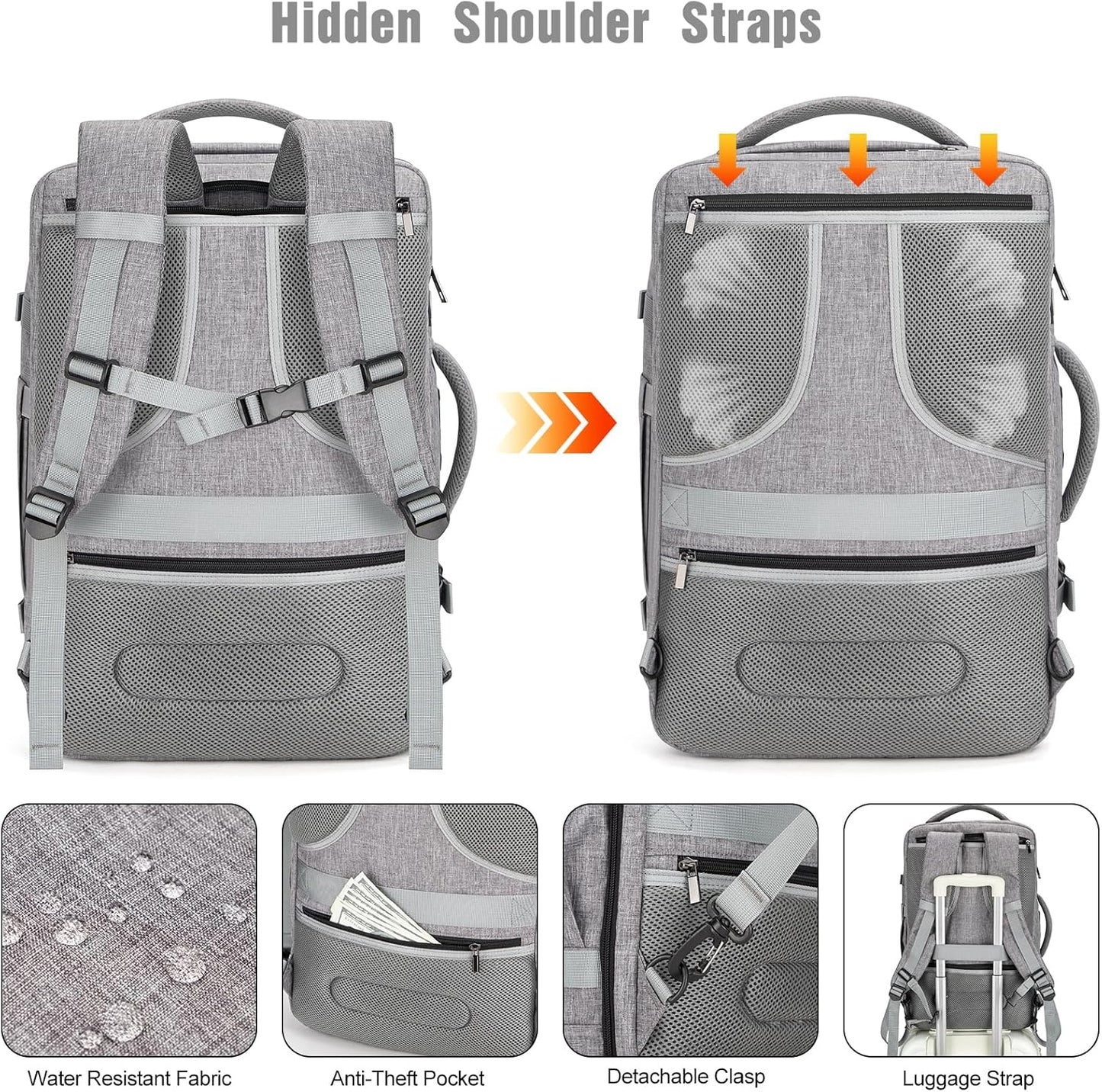 40L Wasserdichter Reise-Laptop-Rucksack mit USB-Anschluss & Diebstahlschutz – AeroPack