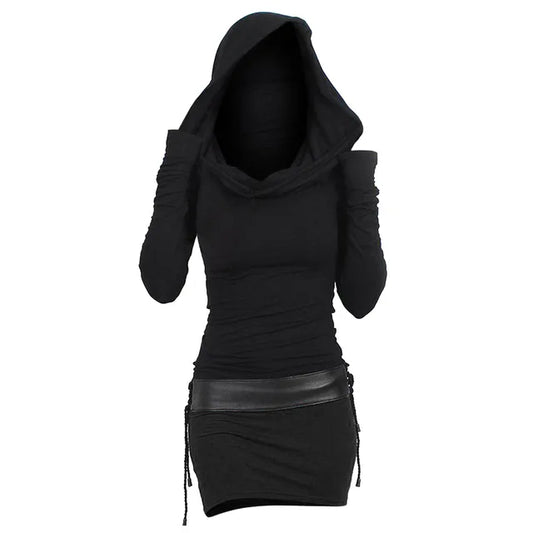 Herbstliches & Bequemes Kapuzenkleid mit Langarm – Selina