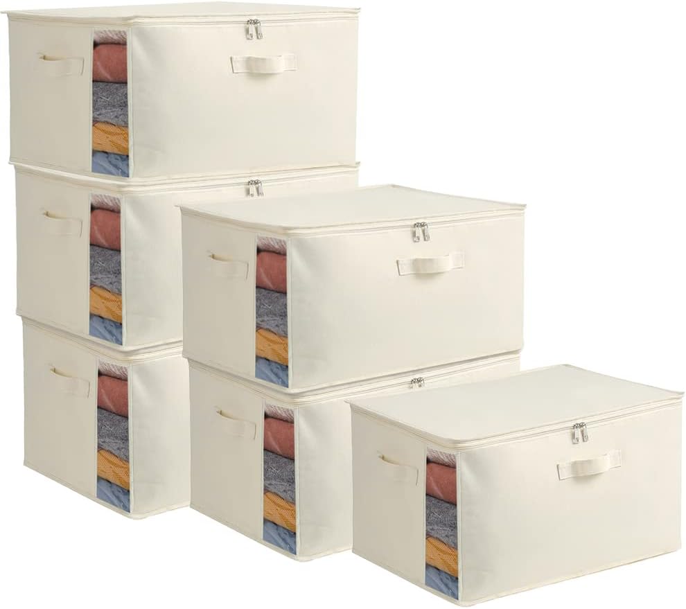 Canvas Kleideraufbewahrungs-Organizer Set – Doppelte Reißverschlusstasche mit Griffen und Sichtfenster