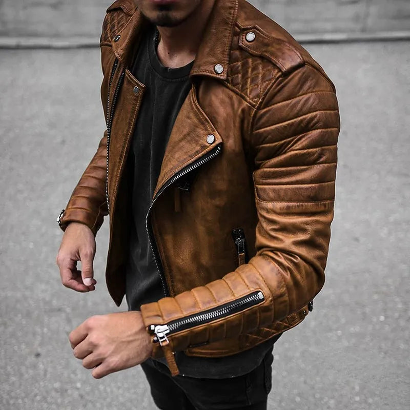 Herren Leren Bikerjack – Cael