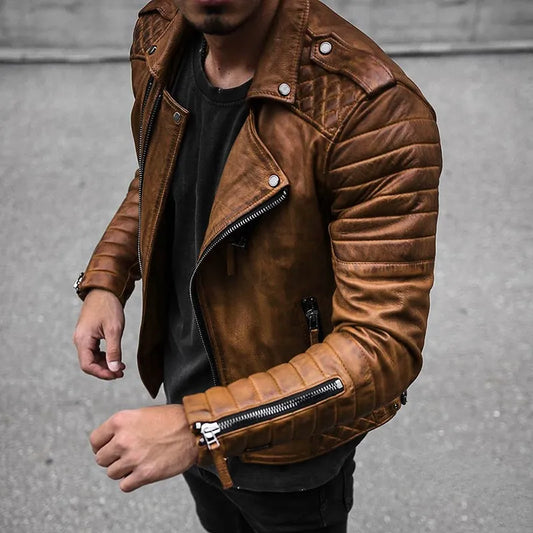 Herren Leren Bikerjack – Cael
