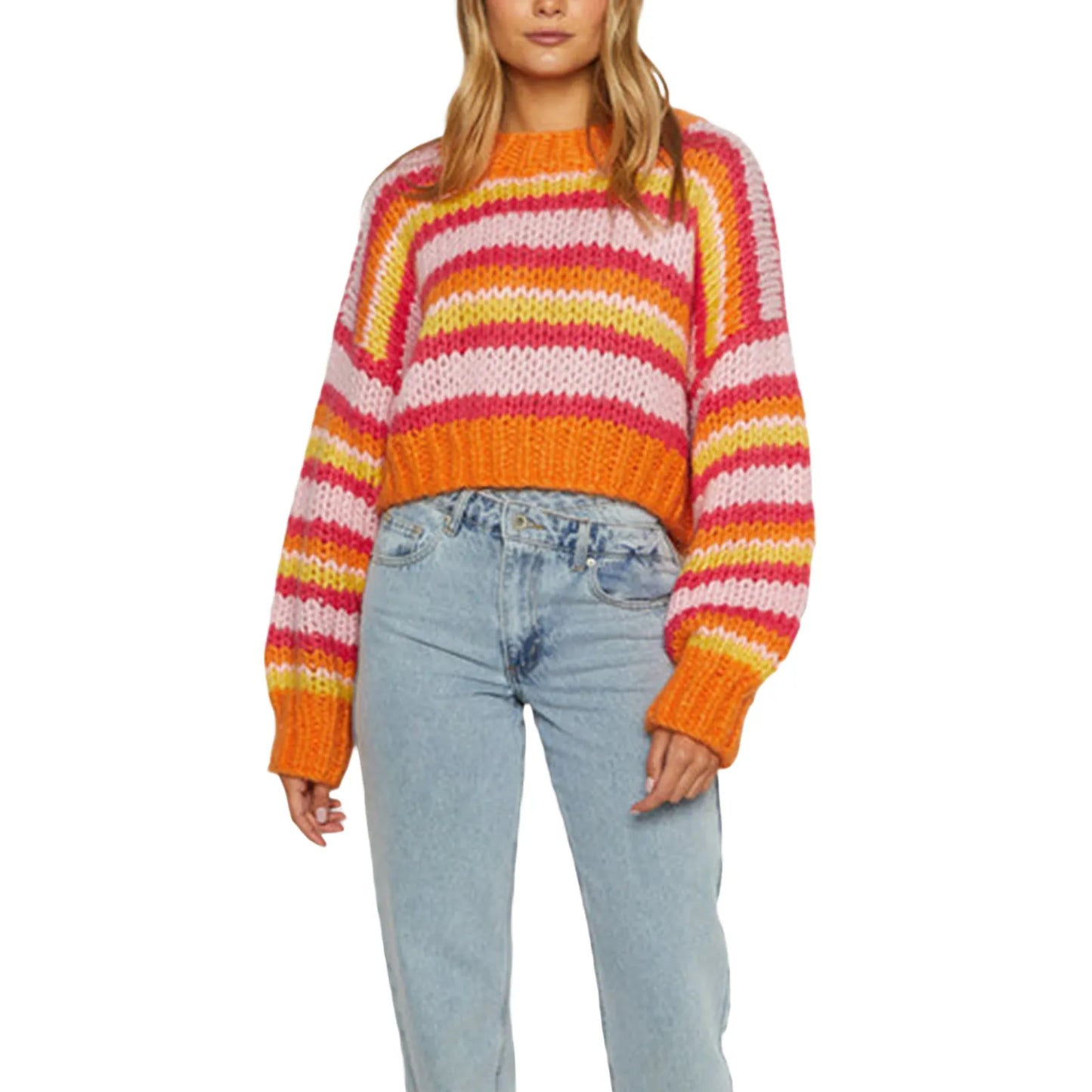 Damen Oversize Strickpullover mit Streifenmuster – Yvonne