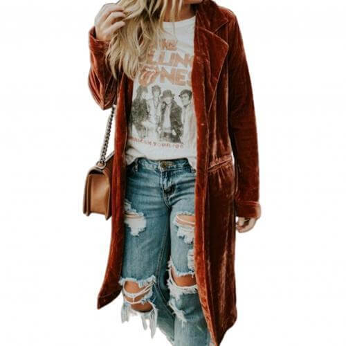 Damen Samt-Duster-Mantel – Valentina Herbstzauber