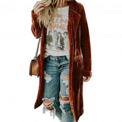 Damen Samt-Duster-Mantel – Valentina Herbstzauber