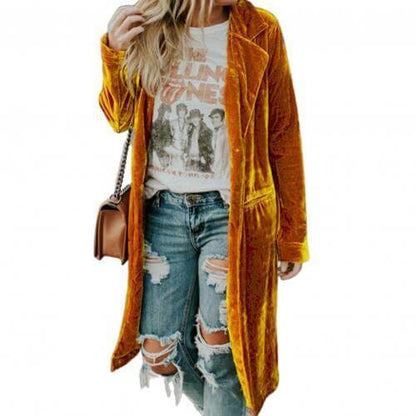 Damen Samt-Duster-Mantel – Valentina Herbstzauber