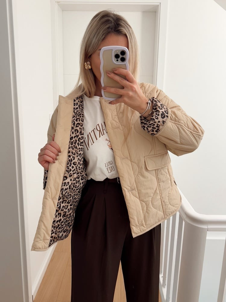 Elegante Damenjacke mit Leopardenfutter – Narela