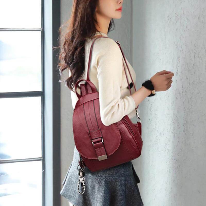 Premium wasserdichter Lederrucksack für Damen