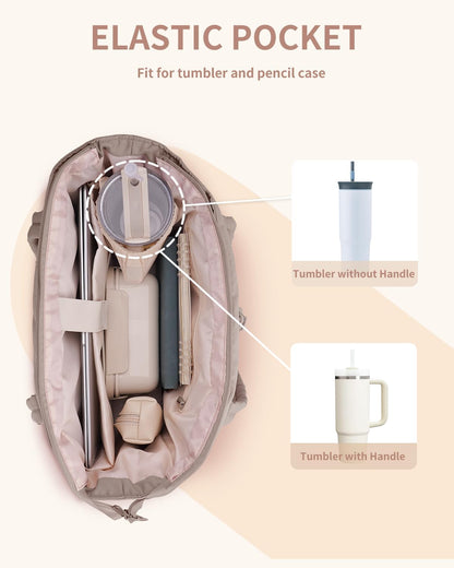Gepolsterte Puffer Tote mit Becherhalter und Laptopfach für Reisen und Arbeit