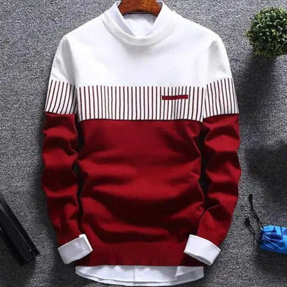 Herren Strickpullover mit Streifen und Colourblock-Design – Matteo