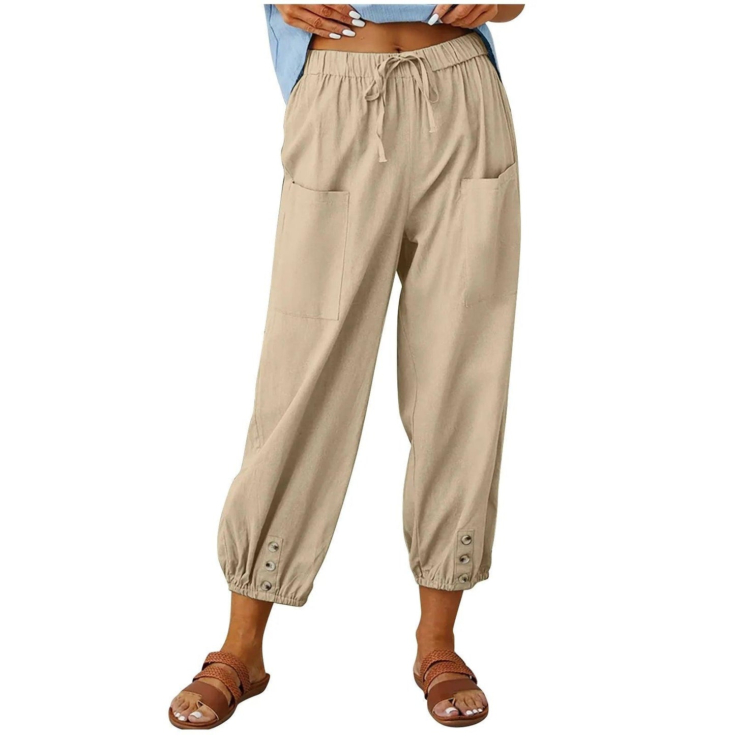 Leichte Herbst-Leinenhose mit Kordelzug & weitem Schnitt – Mira