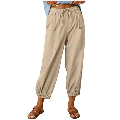 Leichte Herbst-Leinenhose mit Kordelzug & weitem Schnitt – Mira