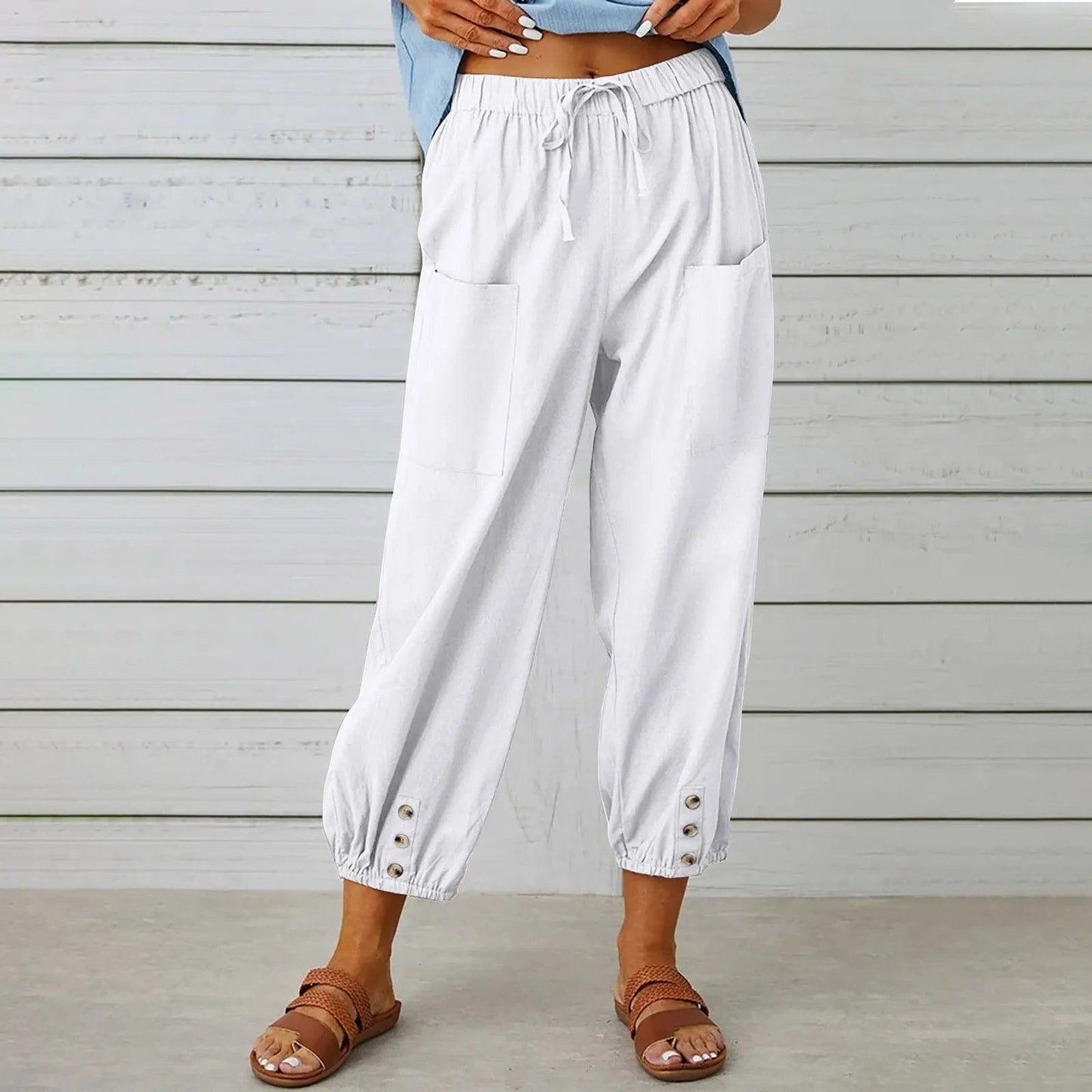 Leichte Herbst-Leinenhose mit Kordelzug & weitem Schnitt – Mira