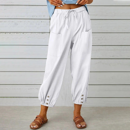 Leichte Herbst-Leinenhose mit Kordelzug & weitem Schnitt – Mira