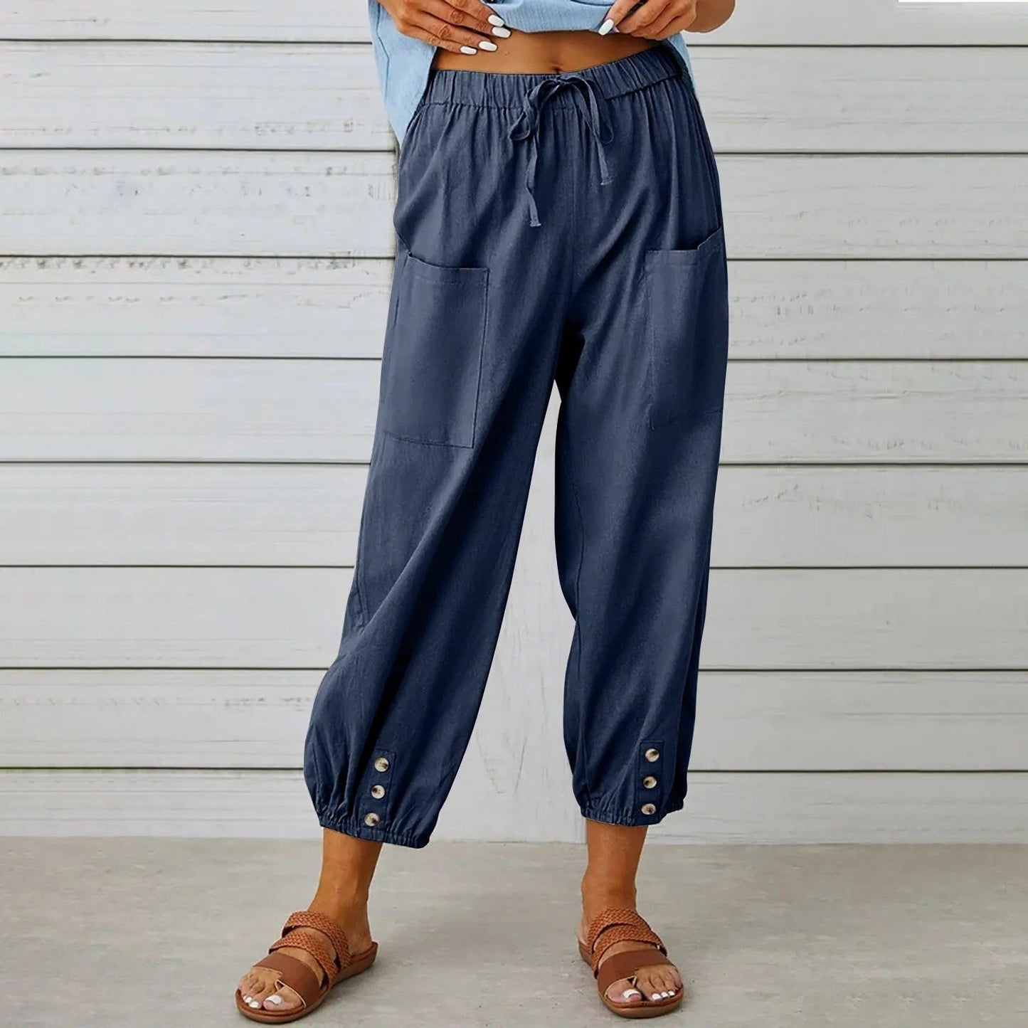 Leichte Herbst-Leinenhose mit Kordelzug & weitem Schnitt – Mira