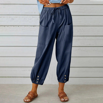 Leichte Herbst-Leinenhose mit Kordelzug & weitem Schnitt – Mira
