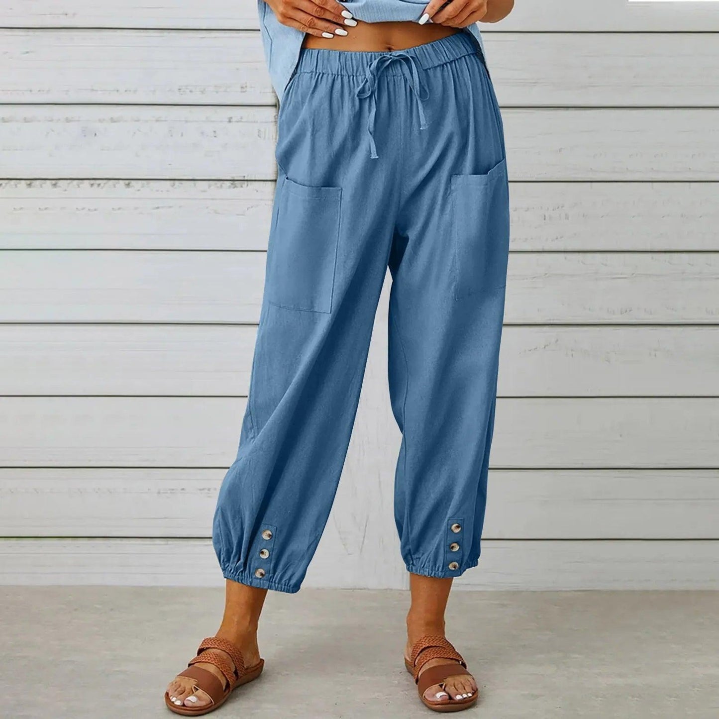 Leichte Herbst-Leinenhose mit Kordelzug & weitem Schnitt – Mira