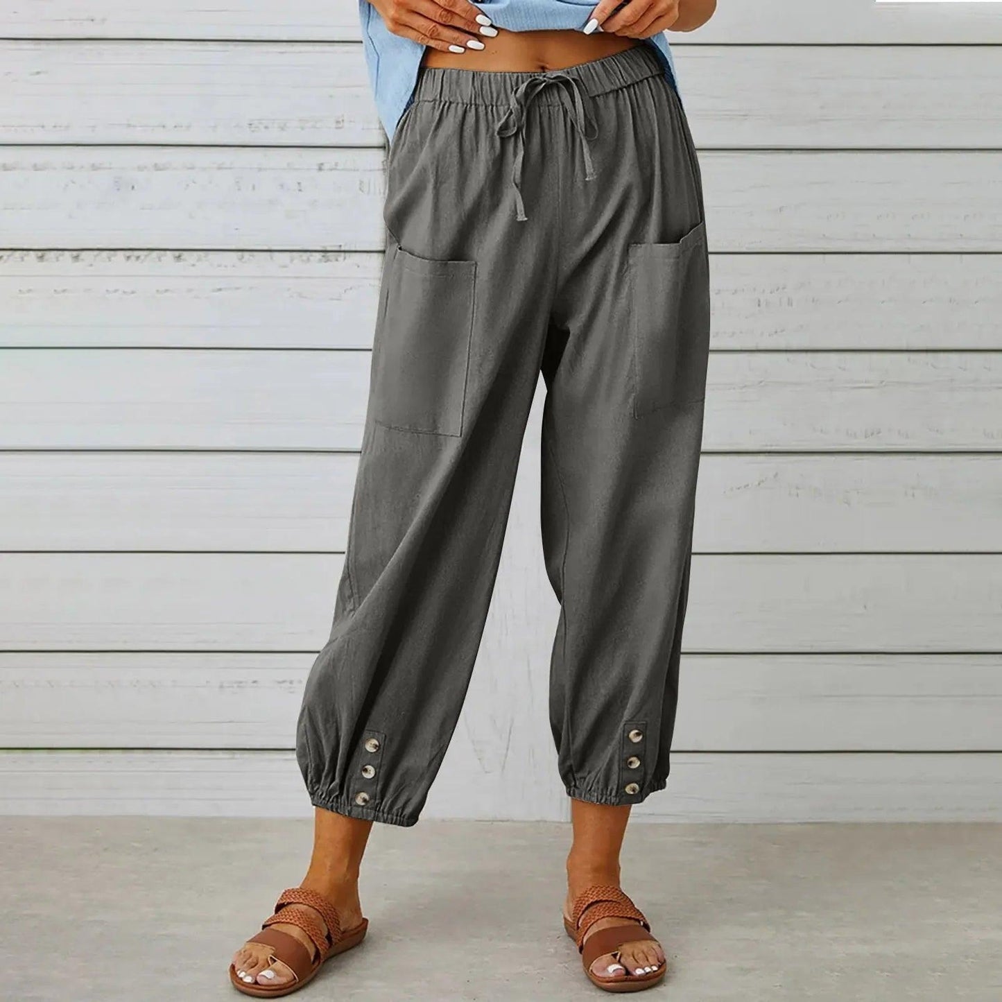 Leichte Herbst-Leinenhose mit Kordelzug & weitem Schnitt – Mira