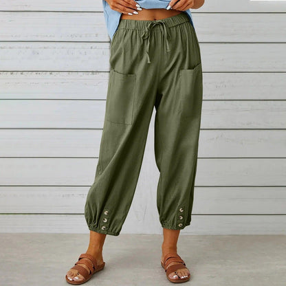 Leichte Herbst-Leinenhose mit Kordelzug & weitem Schnitt – Mira