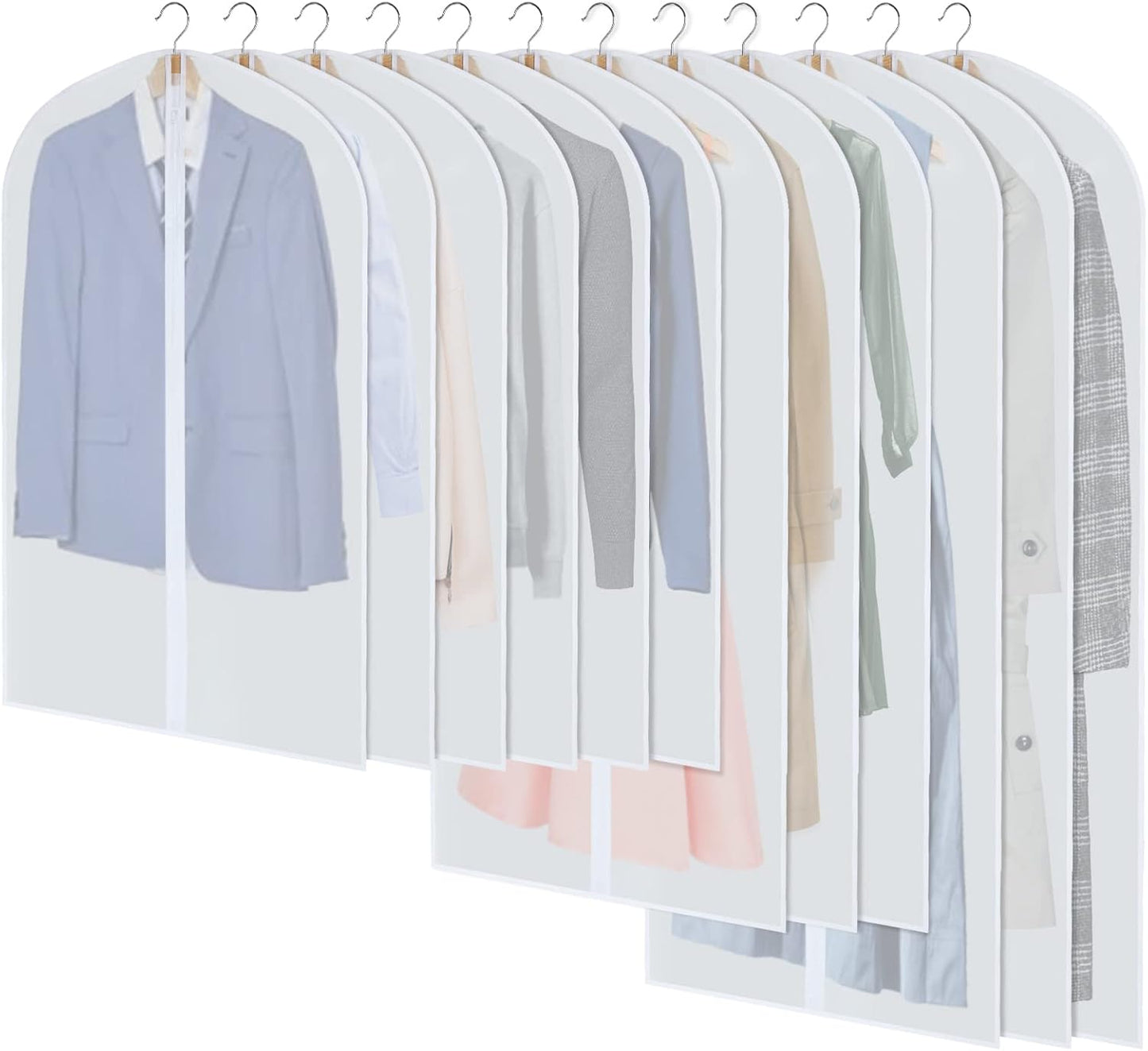PEVA Kleidersack-Set – 12er-Pack Hängende Kleiderhüllen in 3 Größen (Kaufe 1, erhalte 1 GRATIS)