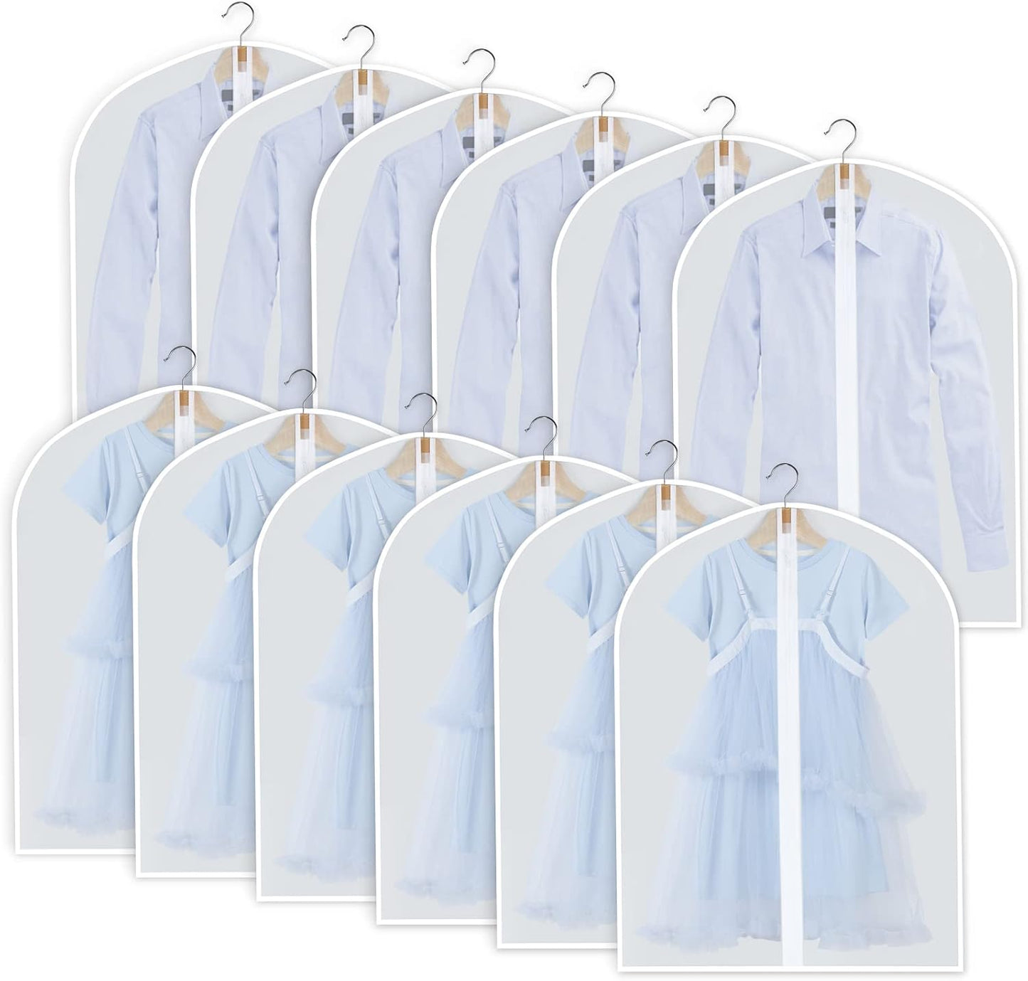 PEVA Kleidersack-Set – 12er-Pack Hängende Kleiderhüllen in 3 Größen (Kaufe 1, erhalte 1 GRATIS)